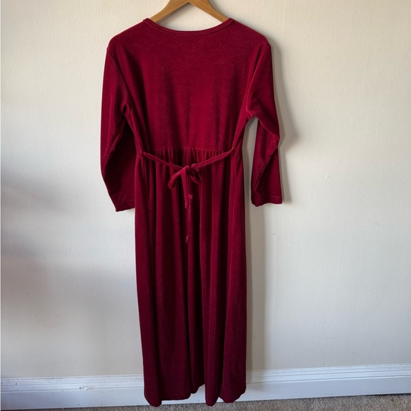 French Curve Red Velour Long Sleeve Dress - Picture 8 of 8
